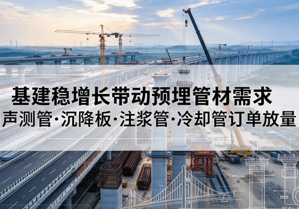姑苏基建稳增长带动预埋监测管材需求，声测管、沉降板、注浆管订单持续放量